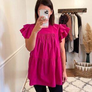 Anthropologie Maeve Ophelia Babydoll Ruffled Tunic Top M